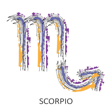 Zodiac sign Scorpio isolated on white background. Zodiac constellation. Design element for horoscope and astrological forecast. Vector illustration.のイラスト素材