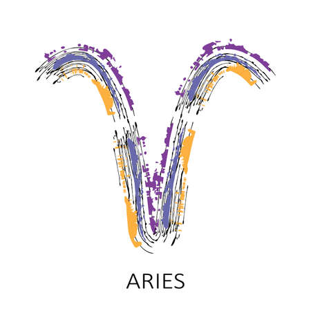 Zodiac sign Aries isolated on white background. Zodiac constellation. Design element for horoscope and astrological forecast. Vector illustration.のイラスト素材