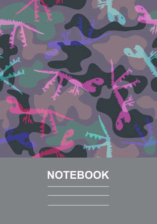 Abstract colorful notebook or book cover design. Baby dino camouflage pattern. vector illustration.のイラスト素材