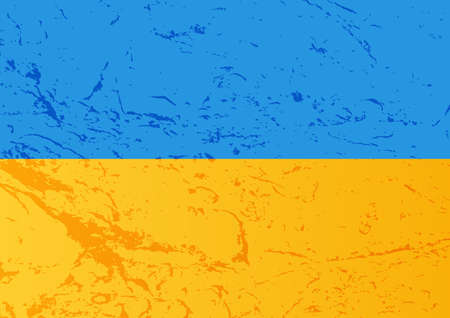 Flag of Ukraine isolated on white background. hand drawn style. vector illustration. Design element for banner, leaflet, booklet.のイラスト素材
