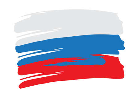 Flag of Russia isolated on white background. hand drawn style. vector illustration. Design element for banner, leaflet, booklet.のイラスト素材