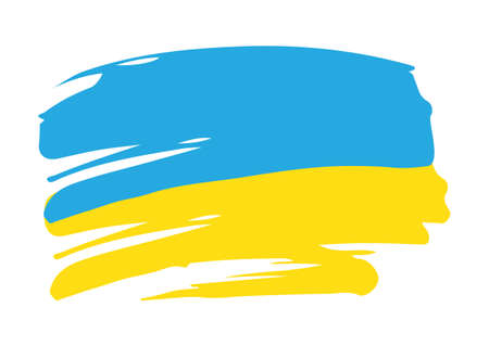 Flag of Ukraine isolated on white background. hand drawn style. vector illustration. Design element for banner, leaflet, booklet.のイラスト素材
