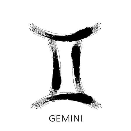 Zodiac sign Gemini isolated on white background. Zodiac constellation. Design element for horoscope and astrological forecast. Vector illustration.のイラスト素材