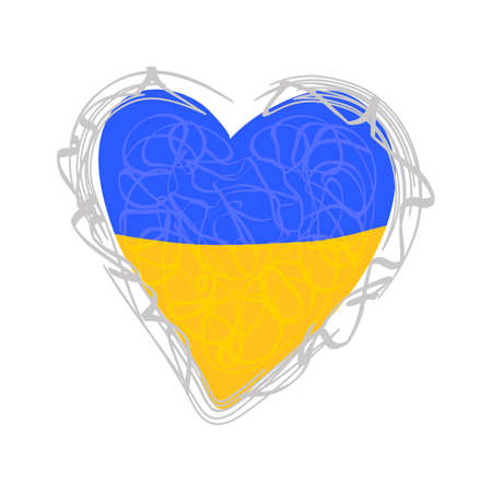 Ukraine heart isolated on white background. vector illustration. Flat design elements for booklet, leaflet, poster.のイラスト素材