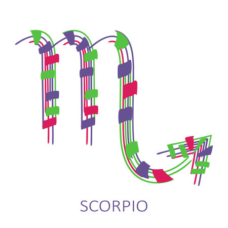 Zodiac sign Scorpio isolated on white background. Zodiac constellation. Design element for horoscope and astrological forecast. Vector illustration.のイラスト素材