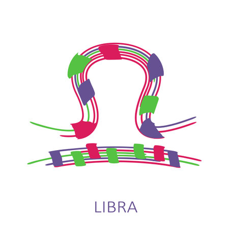 Zodiac sign Libra isolated on white background. Zodiac constellation. Design element for horoscope and astrological forecast. Vector illustration.のイラスト素材