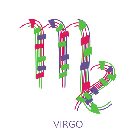 Zodiac sign Virgo isolated on white background. Zodiac constellation. Design element for horoscope and astrological forecast. Vector illustration.のイラスト素材