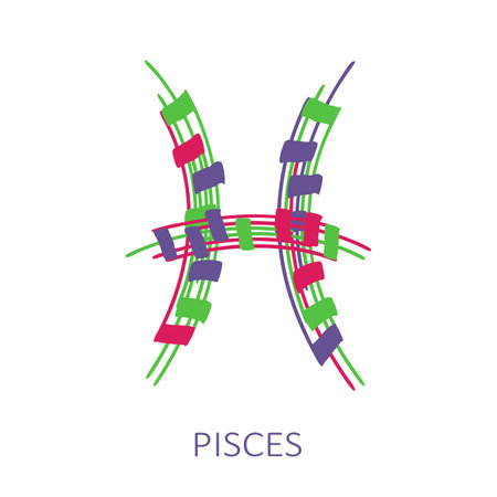 Zodiac sign Pisces isolated on white background. Zodiac constellation. Design element for horoscope and astrological forecast. Vector illustration.のイラスト素材