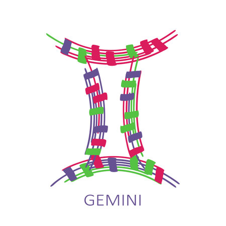Zodiac sign Gemini isolated on white background. Zodiac constellation. Design element for horoscope and astrological forecast. Vector illustration.のイラスト素材