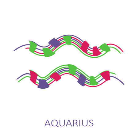 Zodiac sign Aquarius isolated on white background. Zodiac constellation. Design element for horoscope and astrological forecast. Vector illustration.のイラスト素材