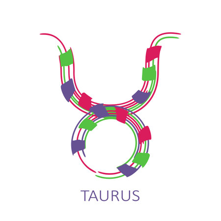 Zodiac sign Taurus isolated on white background. Zodiac constellation. Design element for horoscope and astrological forecast. Vector illustration.のイラスト素材