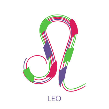 Zodiac sign Leo isolated on white background. Zodiac constellation. Design element for horoscope and astrological forecast. Vector illustration.のイラスト素材