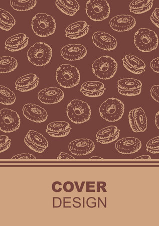 Notebook or book cover design with donut or bagel. vector illustration.のイラスト素材