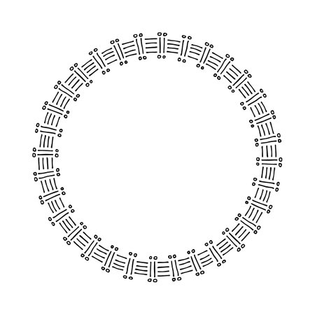 Doodle hand drawn circle frame isolated on white background. vector illustration. Curly ornate swoosh border. Cute romantic curlicue scrawl style.のイラスト素材