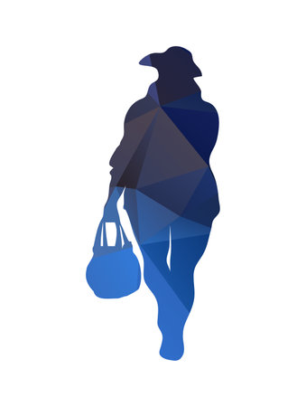 Body positive woman silhouette plus-size model isolated on white background. Vector illustration plus-size models for fashion booklet, leaflet, poster.のイラスト素材