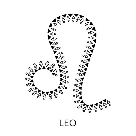 Zodiac sign Leo isolated on white background. Zodiac constellation. Design element for horoscope and astrological forecast. Vector illustration.のイラスト素材