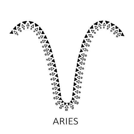 Zodiac sign Aries isolated on white background. Zodiac constellation. Design element for horoscope and astrological forecast. Vector illustration.のイラスト素材