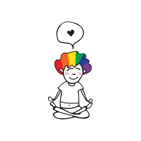 LGBT support symbol. Gay man meditation isolated on white. Pride month. Vector illustration design element for leaflet, magnet, sticker, booklet.のイラスト素材