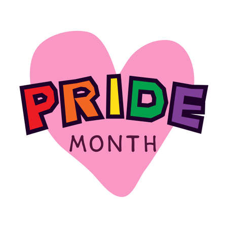 LGBT pride month symbol. Gay love heart concept isolated on white. Vector illustration design element for leaflet, magnet, sticker, booklet.のイラスト素材