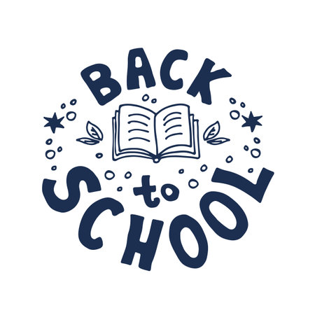 Back to school lettering isolated on white background. vector illustration. Design element for booklet, leaflet, sticker, banner.のイラスト素材