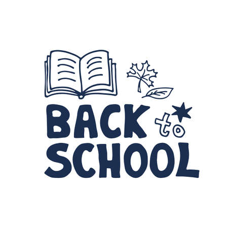 Back to school lettering isolated on white background. vector illustration. Design element for booklet, leaflet, sticker, banner.のイラスト素材