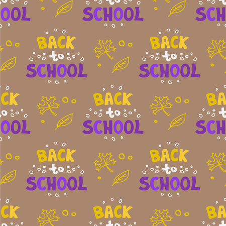 Seamless pattern with Back to school lettering. vector illustration. Design element for banner, booklet, leaflet, wrapping paper or fabric.のイラスト素材