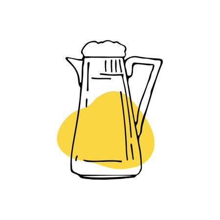 Beer mug isolated on white background. Line art vector illustration. Design element for booklet, leaflet, sticker, banner.のイラスト素材
