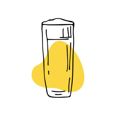 Beer glass isolated on white background. Line art vector illustration. Design element for booklet, leaflet, sticker, banner.のイラスト素材
