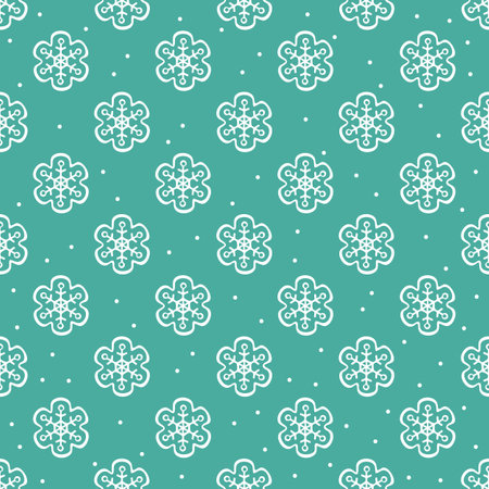 Seamless pattern with snowflakes, Christmas and New Year symbols for banner, wallpaper, wrapping paper or fabric. Flat design vector illustration.のイラスト素材