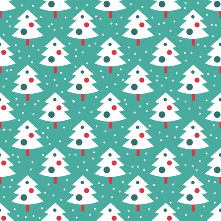 Seamless pattern with Christmas and New Year symbols for banner, wallpaper, wrapping paper or fabric. Flat design vector illustration.のイラスト素材