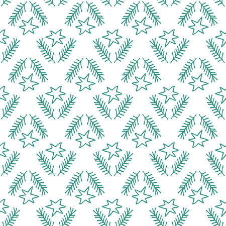 Seamless pattern with Christmas and New Year symbols. Doodle vector illustration for banner, wallpaper, wrapping paper or fabric.のイラスト素材