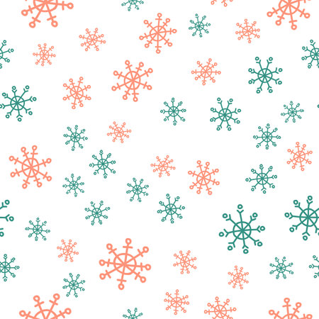 Seamless pattern with Christmas and New Year symbols. Doodle vector illustration for banner, wallpaper, wrapping paper or fabric.のイラスト素材