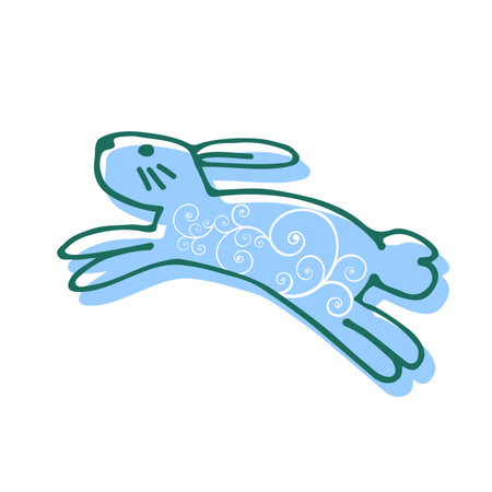 Cute rabbit isolated on white background. Hand drawn vector design elements for Easter or Chinese New Year 2023 or Valentines Day. Doodle style.のイラスト素材
