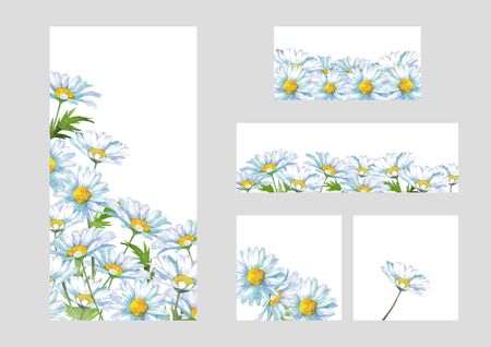 White daisy frame setの写真素材