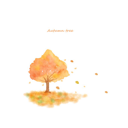 Watercolor illustration of autumn treeの写真素材