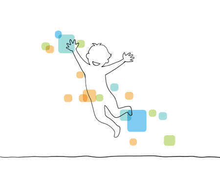 Line drawing of a jumping manのイラスト素材