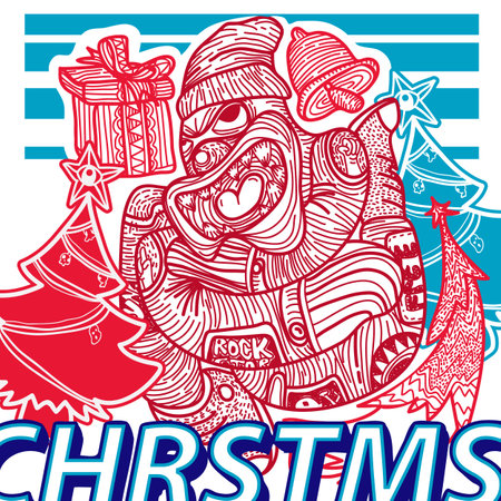 Vector greetings Christmas card design with pop art and graffiti style.のイラスト素材