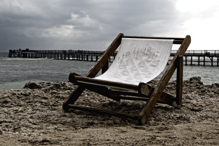 chair on the beachの写真素材