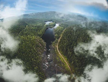 Aerial View of a Forest in Norwayの写真素材