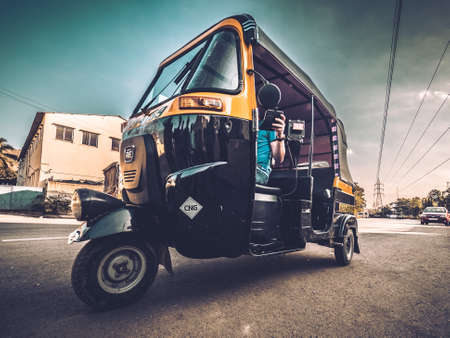 Tuk Tuk in the streets of Mumbai, Indiaのeditorial素材