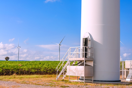 Wind turbines generating electricityの写真素材