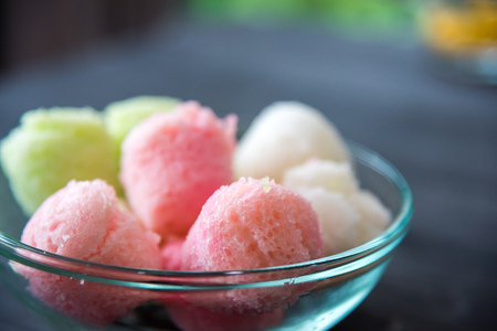 steamed cup cake or Thai rice flour muffin (Thai desert)の写真素材