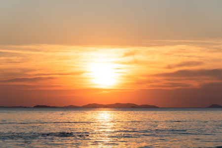 Golden hours , beautiful sunset above the seaの写真素材