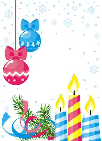 Christmas balls and candlesのイラスト素材