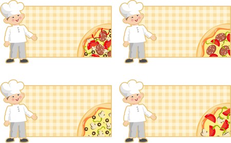 tag with pizza and cookのイラスト素材
