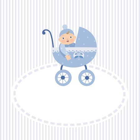 Stroller with boyのイラスト素材