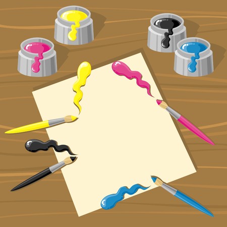 paints and brushesのイラスト素材