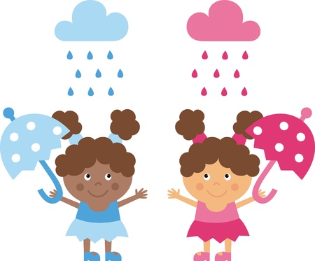 girls with umbrellasのイラスト素材