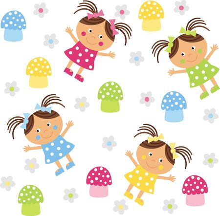 background with the girlsのイラスト素材