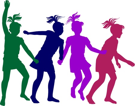 silhouettes girlsのイラスト素材